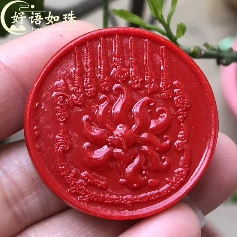 Wholesale Cinnabar Nine-Tail Fox DIY Handmade Accessories Red Sand Painted Pisces Lotus Pendant