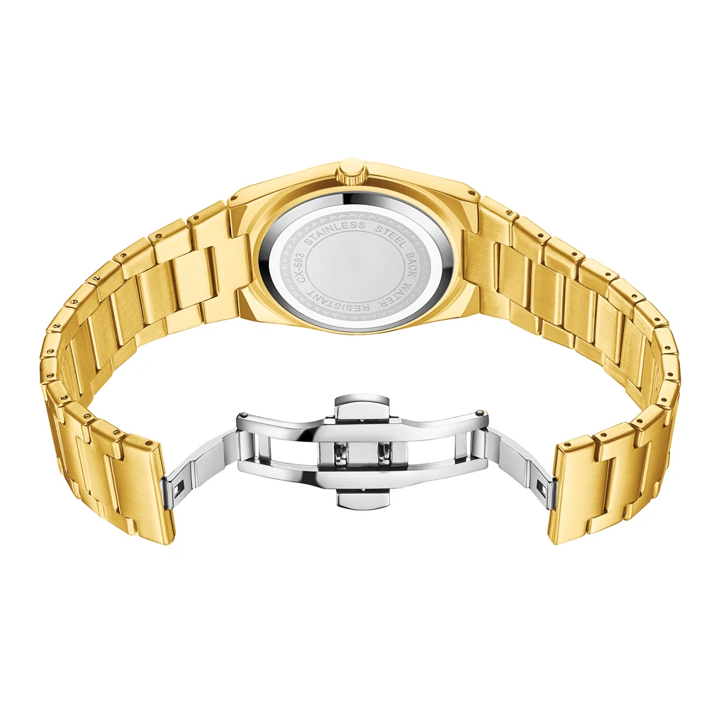 CHENXI новые роскошные золотые мужские часы высокого качества из нержавеющей стали кварцевые наручные часы светящиеся водонепроницаемые часы с датой для мужчин