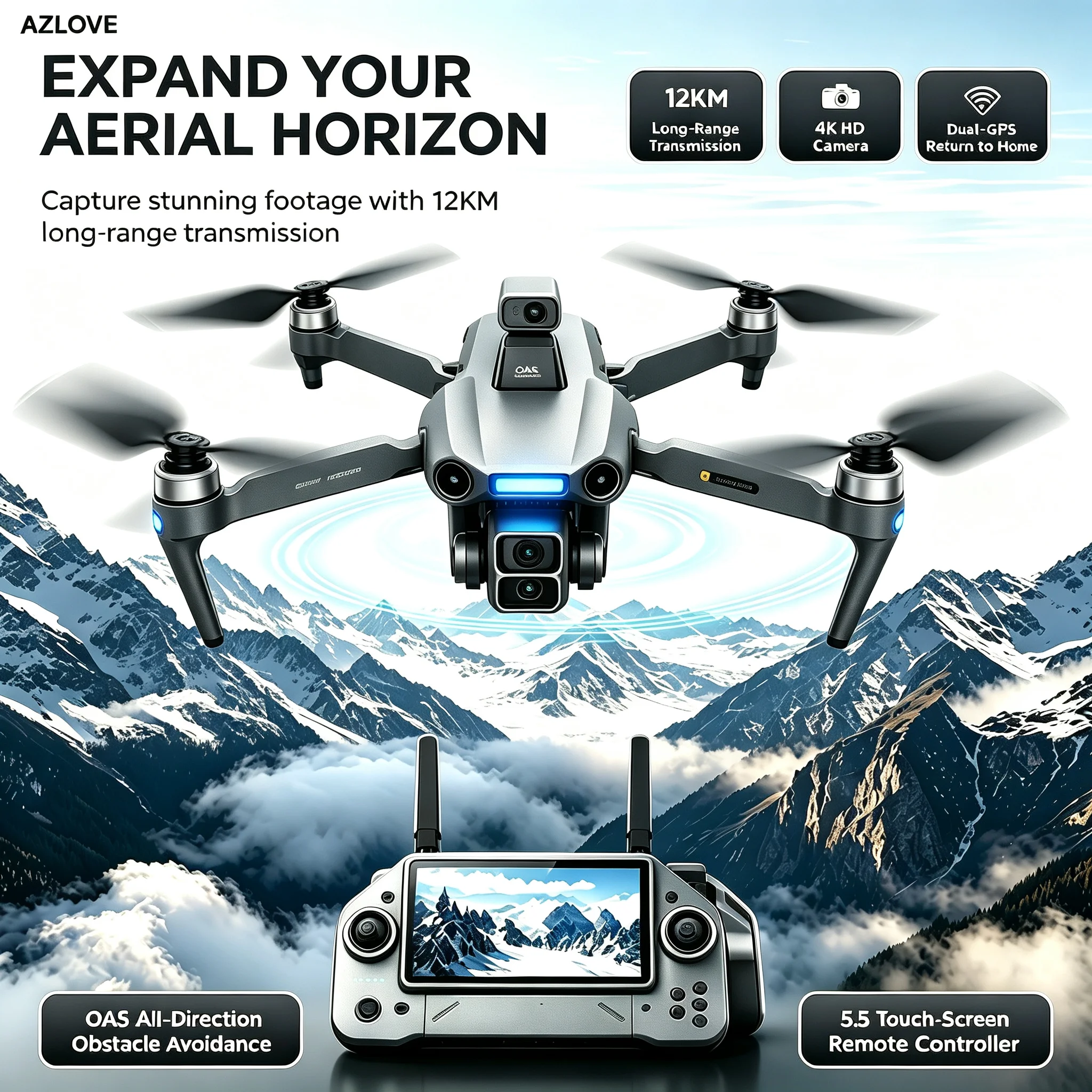S880 Drone, 4K Transmission, Dual GPS, 5.5