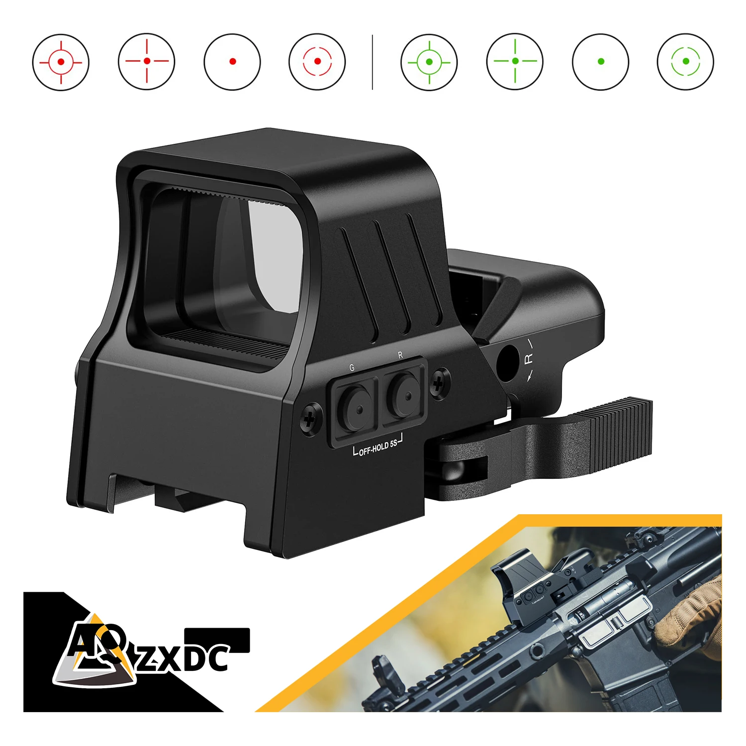 1X33 Airsoft Red Green Dot Sight Tactical Hunting Rifle Holographic Sight Scope 4 Reticle Reflex Sight Quick Detach for 2cm Rail