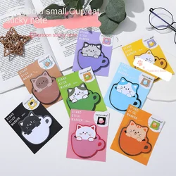 30 folhas kawaii copo gatos pegajoso nota almofadas bonito auto-adesivo memorando bloco de notas material de escritório escolar papelaria planejador