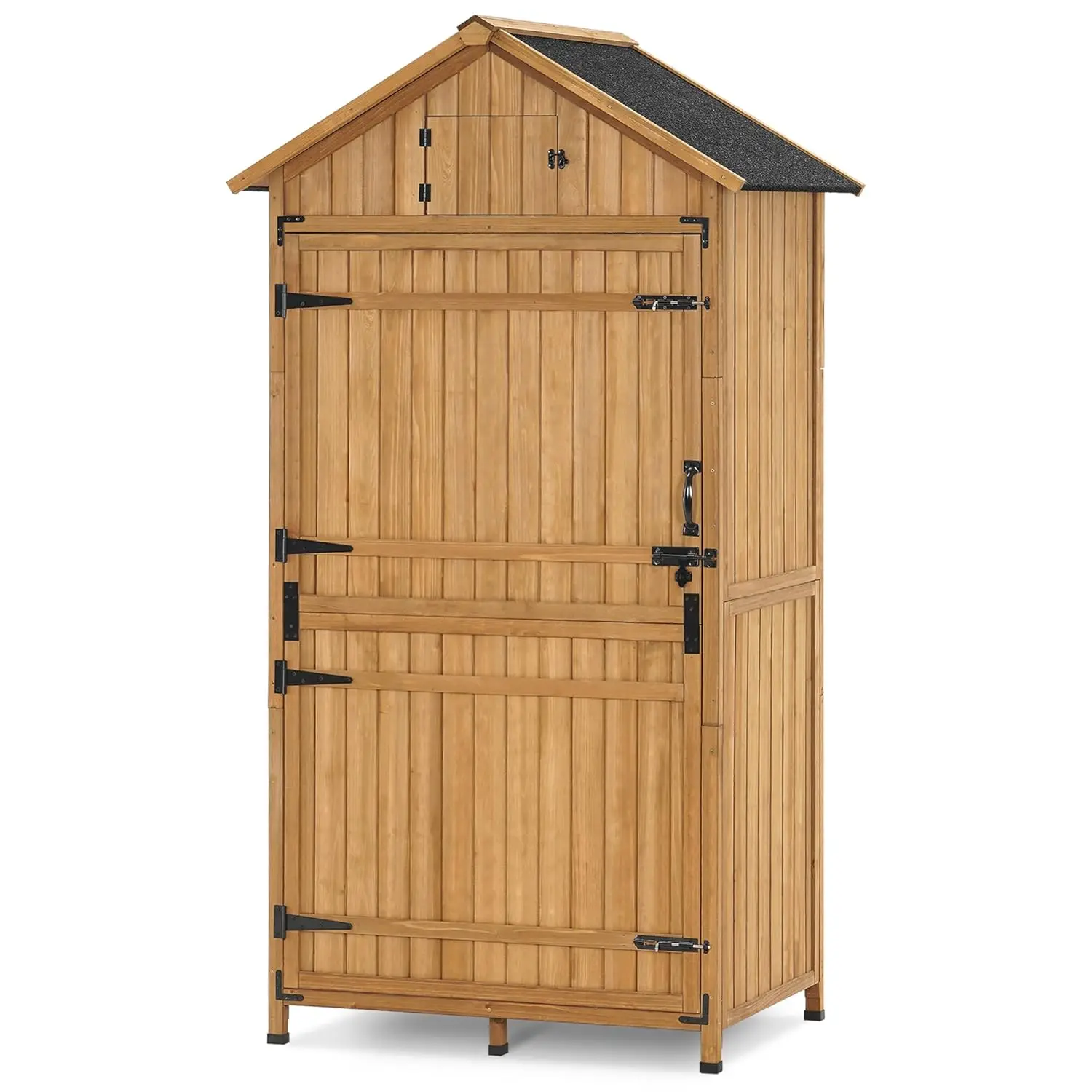 

Large Outdoor Storage Cabinet 82in Wood Shed Adjustable Shelves Lockable Patio Yard Lawn, Customized