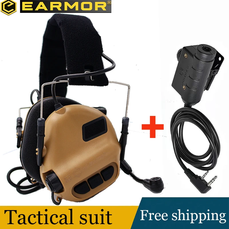 EARMOR M32 MOD3 Tactical Headset & M51 PTT Adapter Suitable for Baofeng Radio Noise-proof Headphone  microfono earmor audifonos