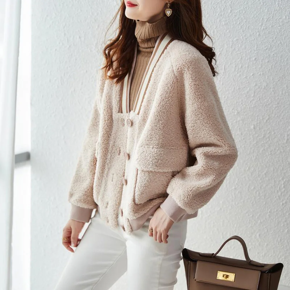 

Korean Plush Jacket Women's New Fashion Design Soft Casual Particle Fleece Warm Top Coat Jackets for Women Autumn and Winter