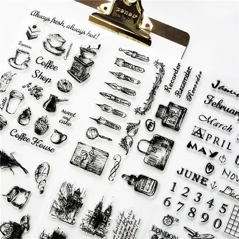 1pc Retro Stamp Transparent Silicone Seal Aircraft Tower Building Clear Stamps Office Supplies Stamps DIY Student Stationery