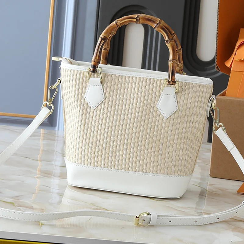 

Fashion Woven Handbag Women's Bag 2025 Summer New Item Grass Woven Leather Splicing Embroidery Diagonal Cross Shoulder Bag