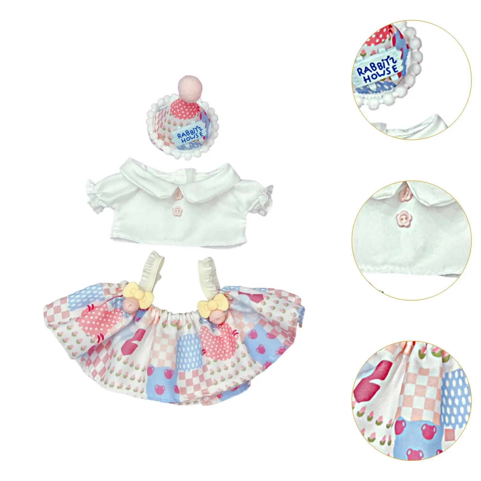 Plüsch-Puppenkleidung für 20 cm, bequem, Kostüme, Foto-Requisiten, DIY-Plüschpuppen-Zubehör, zum Anziehen von Stofftieren, niedliche Kleidung