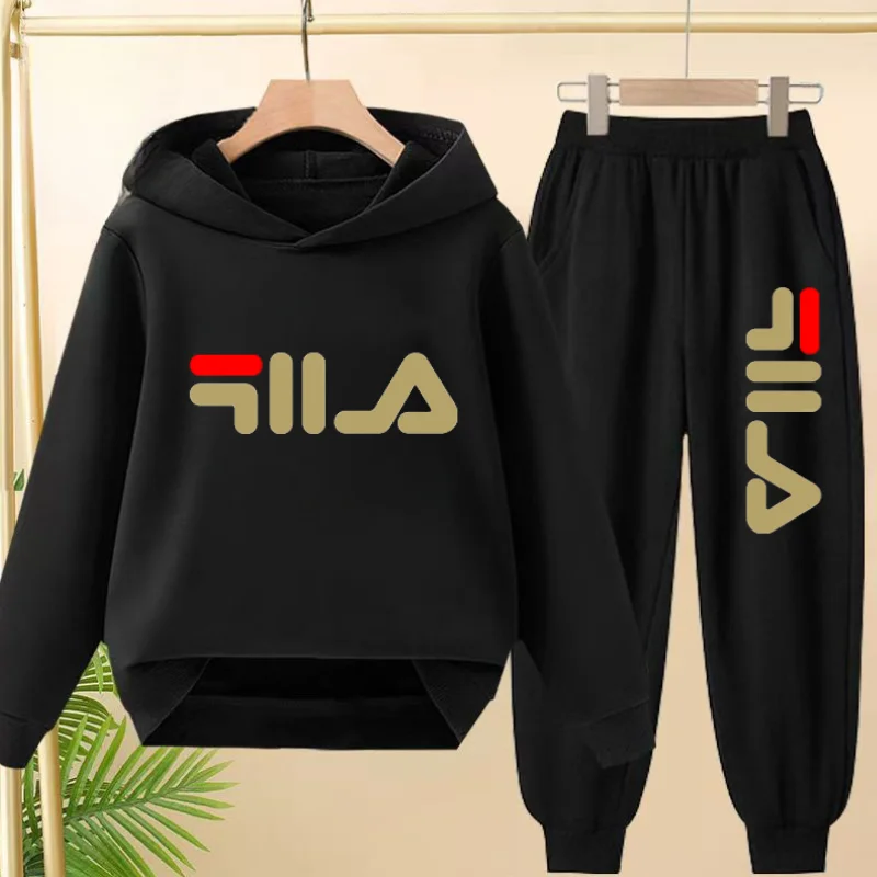 

2025 Spring Autumn Outfits Letter Print Two-piece set Hoodie+Pants Tracksuits 3-12 Yrs Cute and charming Leisure Children Clothe