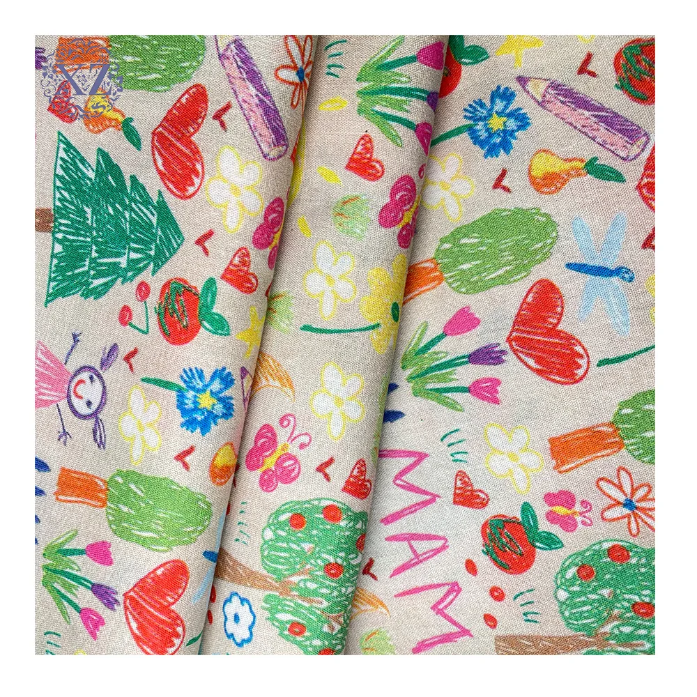 

Wholesale Lightweight Breathable Factory Custom 100% Cotton Fabric Printed Cartoon Organic Cotton Fabric