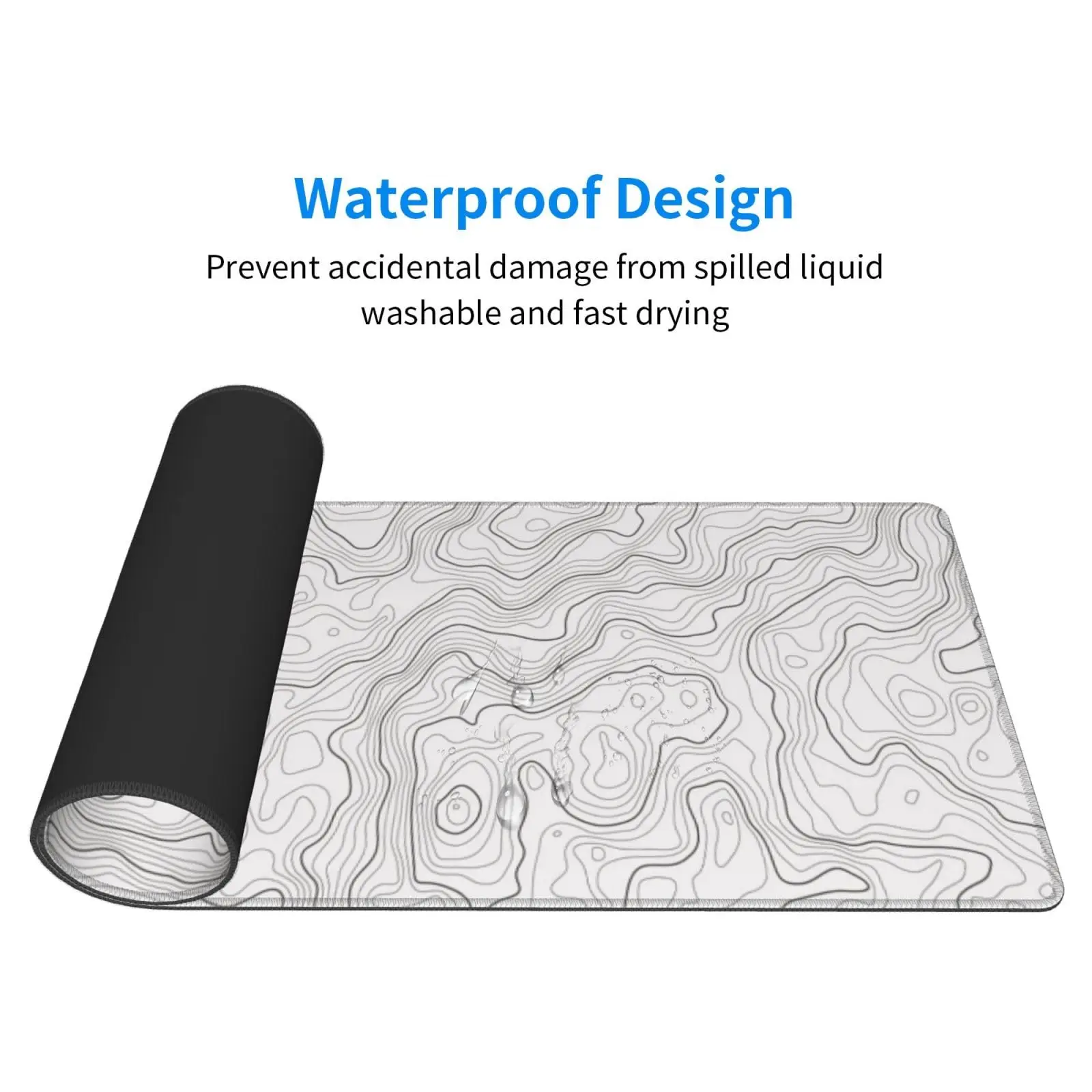Abstract White Topographic Contour Map Topography Geography Geographical Terrain Path Gaming Mouse Pad  XL Extended Keyboard