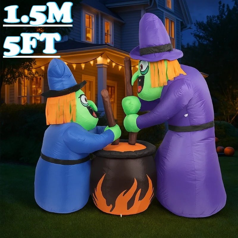

5 футов вечерние и праздничные украшения «сделай сам», надувные игрушки, Хэллоуин, буксирные ведьмы, встроенные светодиоды, уличный газон, сад, двор, модель, декор