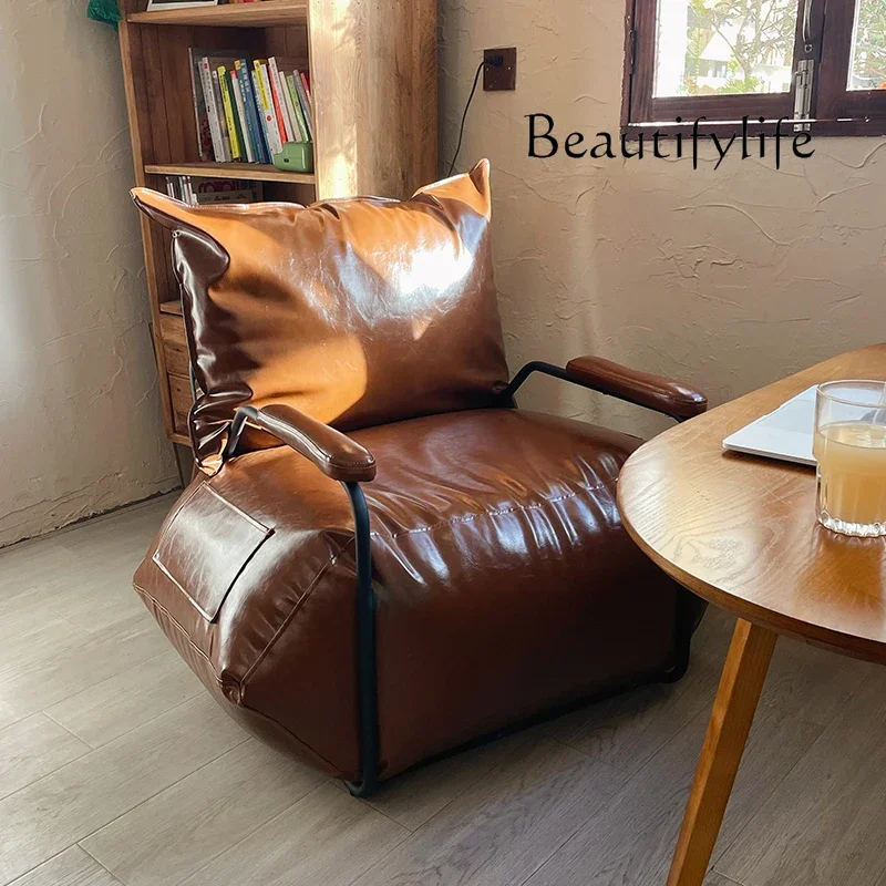 zL الجلود كراسي غرفة المعيشة الفردية أريكة الذراع الحديثة مصمم كراسي غرفة المعيشة شرفة حديقة Poltrona أثاث ما بعد الحداثة #2