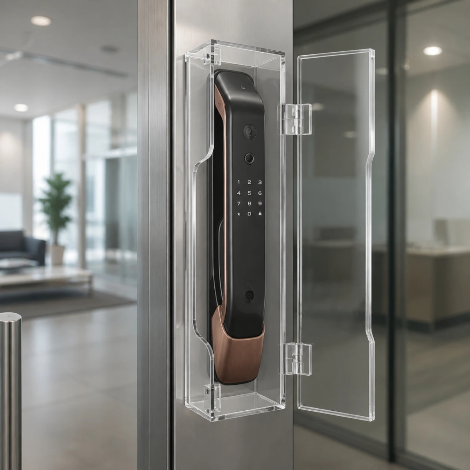 Biometric Lock Cover Sturdy Transparent Outdoor Lock Cover with Flip-Open Enclosure Wide Compatibility Dustproof