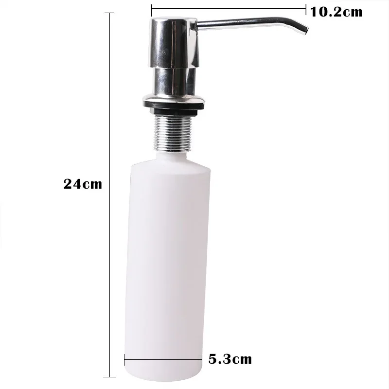 Sink Soap Dispenser Built-in Design Liquid Bottle Kitchen Stainless Steel Convenience Tools Head Hand Press Dispenser Bottle