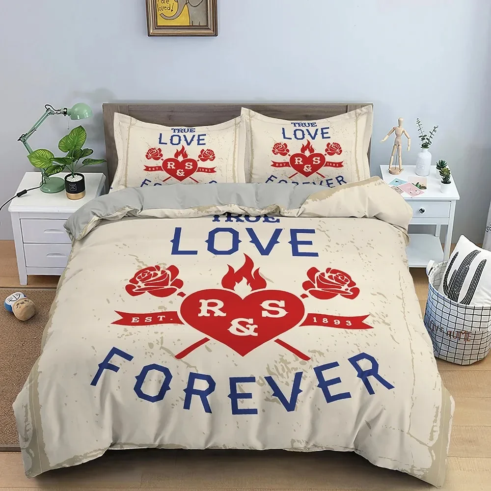 

Sweet Heart Roses Valentine's Day Bedding Set Boys Girls Twin Queen Size Duvet Cover Pillowcase Bed Kids Adult