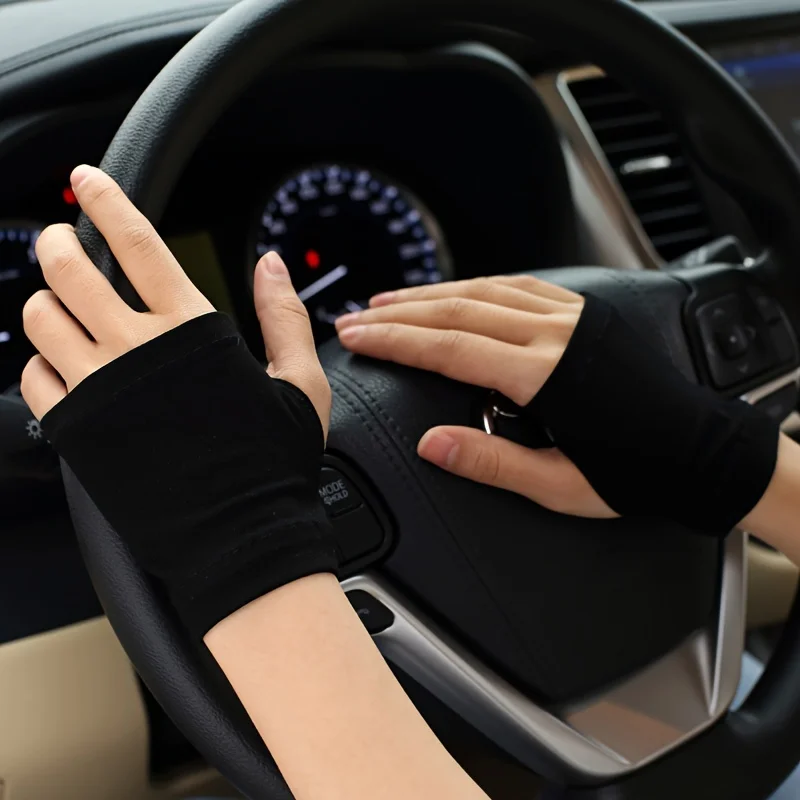 Summer fingerless sunscreen gloves for men and women thin cover scars tattoo sports Street dancedriving riding fingerless