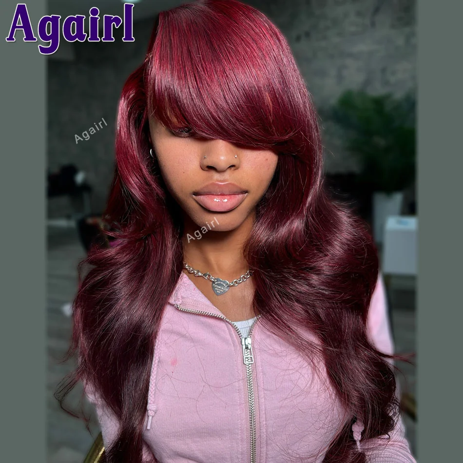 

Burgundy Red 99J 13x4 13x6 Lace Frontal Wigs Human Hair Pre Plucked For Women Grape Purple 6X4 Lace Closure Body Wave Wigs 200%