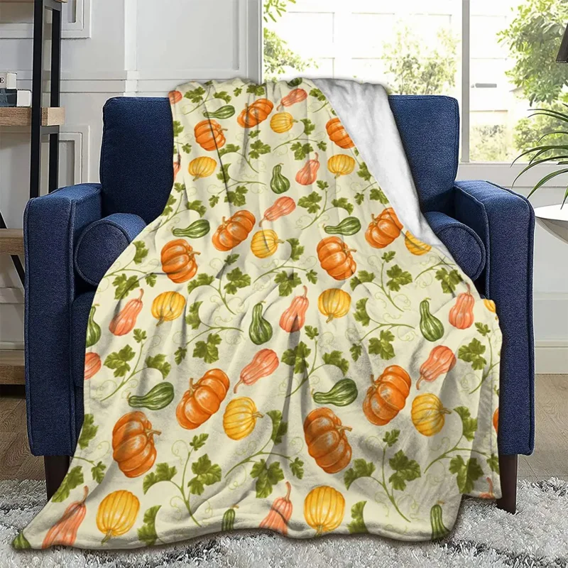 

Happy Fall Pumpkin Blanket Flannel Throw Blanket Ultra Soft Micro Fleece Blanket Halloween Bed Couch Living Room for Kids Adults