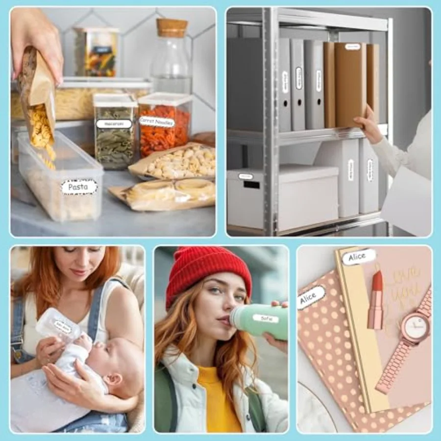 240PCS Waterproof Labels for Bottles Self-Lamiting Multipurpose me Labels for Daycare School Black and White