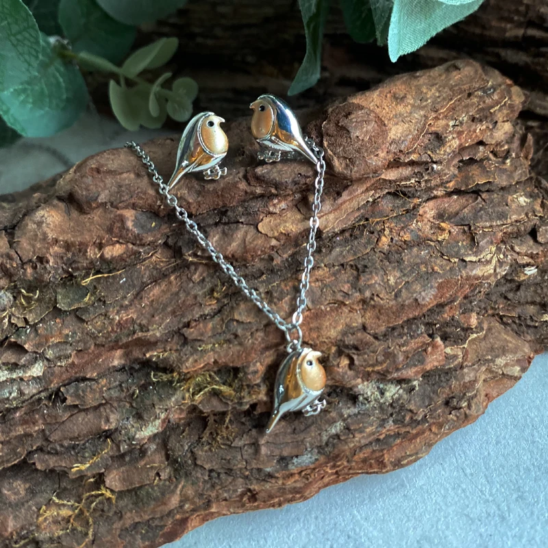 مجموعة مجوهرات قلادة وأقراط على شكل طيور من DaintyDropshipping - إكسسوارات متطابقة لموضوع الطيور للنساء #3