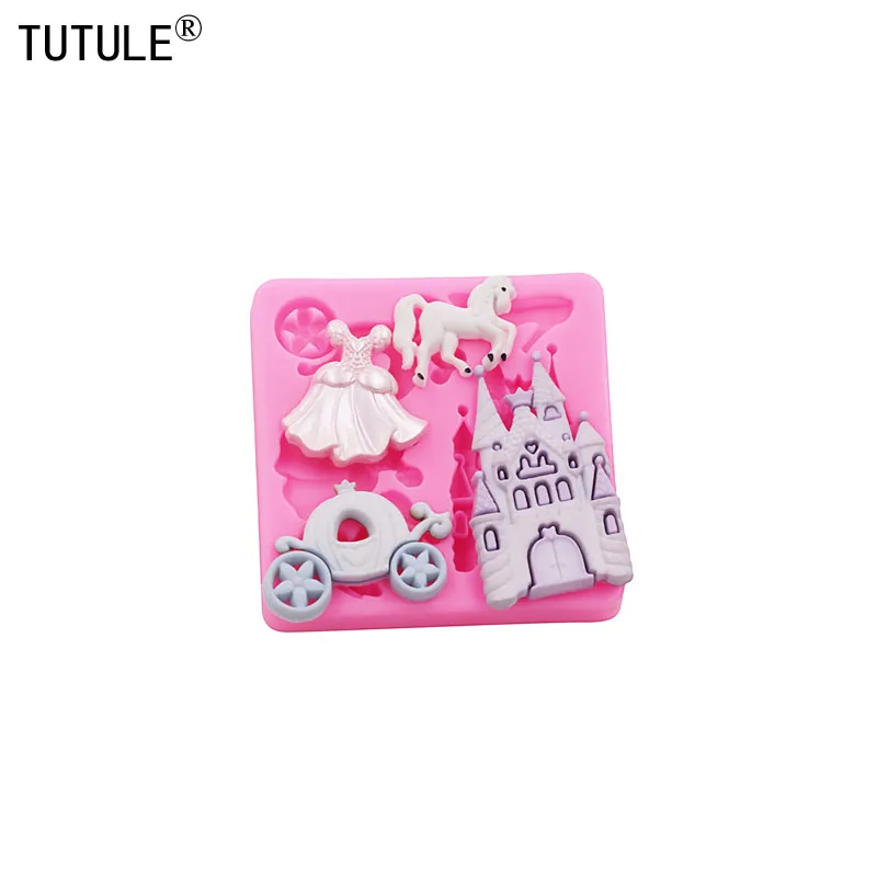 3D Pumpkin Cart castle Princess dress horse Chocolate Cake Silicone Mould DIY drop glue Accessories epoxy resin Silicone Mold