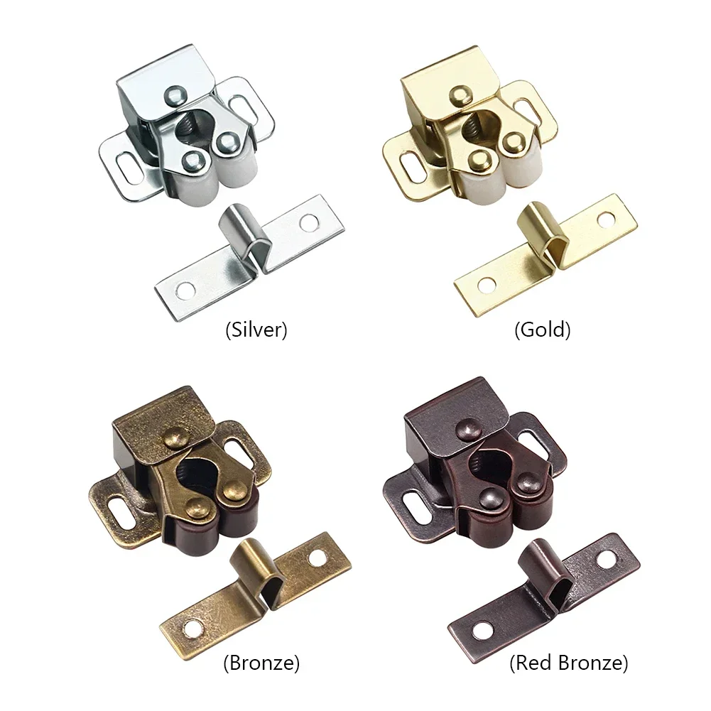 Description Picture 5 of itemFurniture Door Stoppers Antique Copper Color Cupboard Cabinet Door Roller Latch Twin Double Catches with Striker and Free Screws