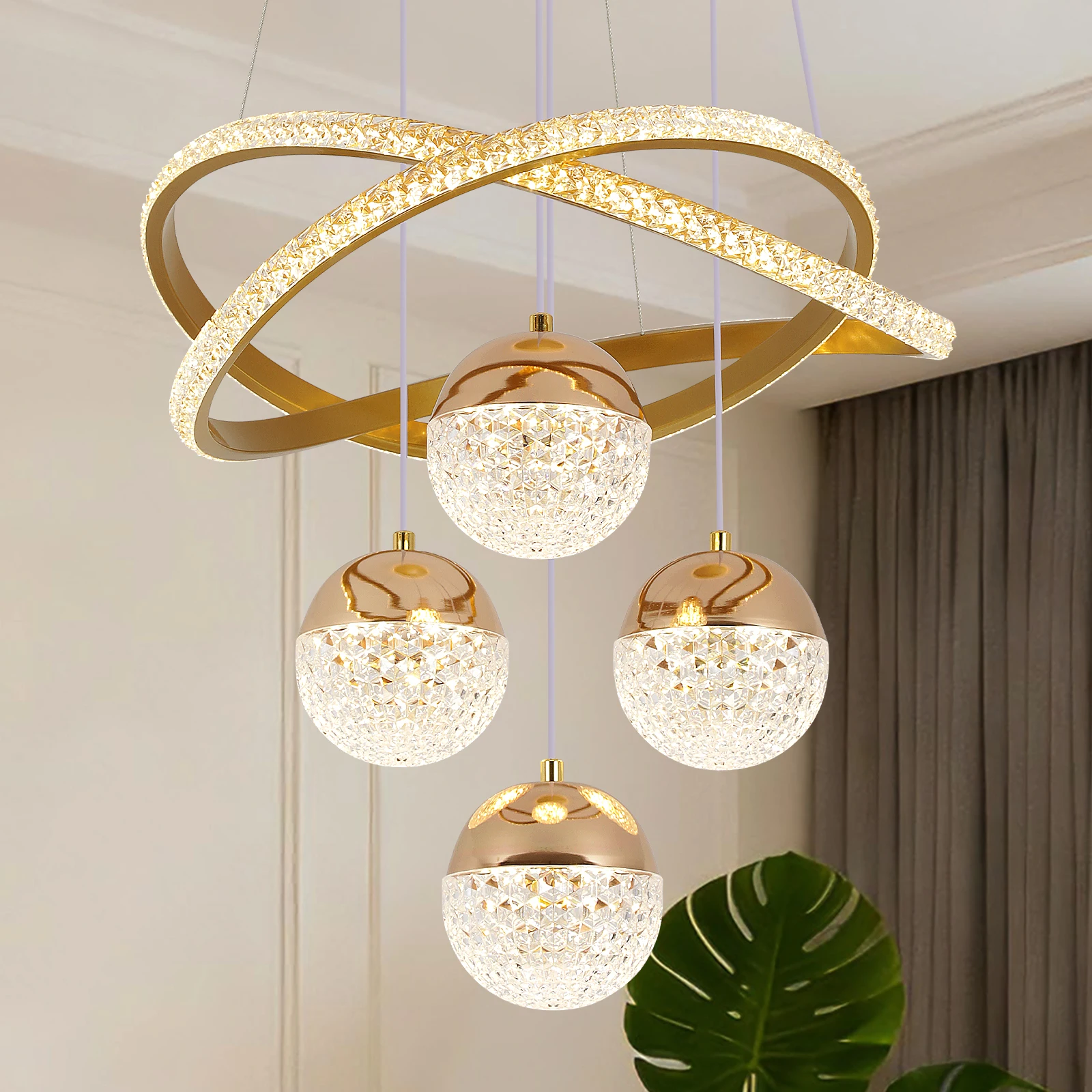 Moderne LED-Kronleuchter-Beleuchtung mit Drei LED-Farben, Nordische Restaurant-Beleuchtung, Wohnzimmer-Kronleuchter, Hängelampe, Beleuchtungskörper