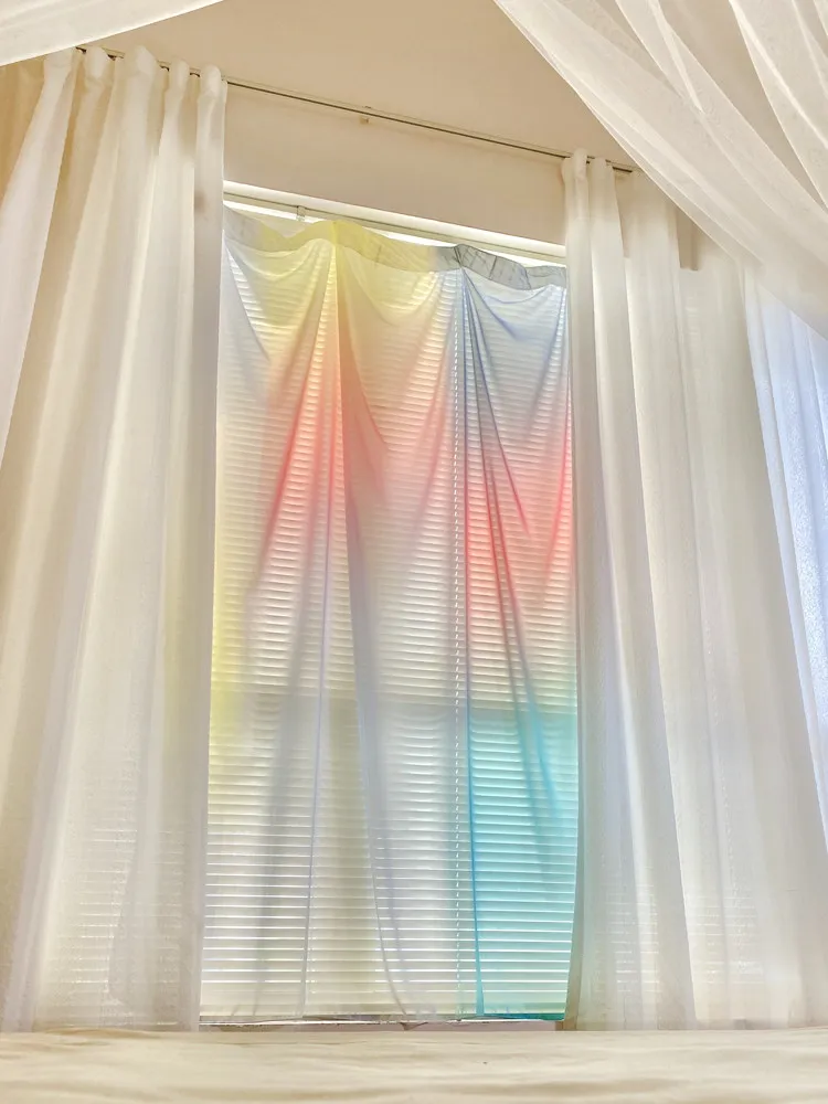 Candy Rainbow Translucent Curtains Gradient Chiffon Gauze Landscape Window Curtain Cloth Balcony Floating Partition Background D