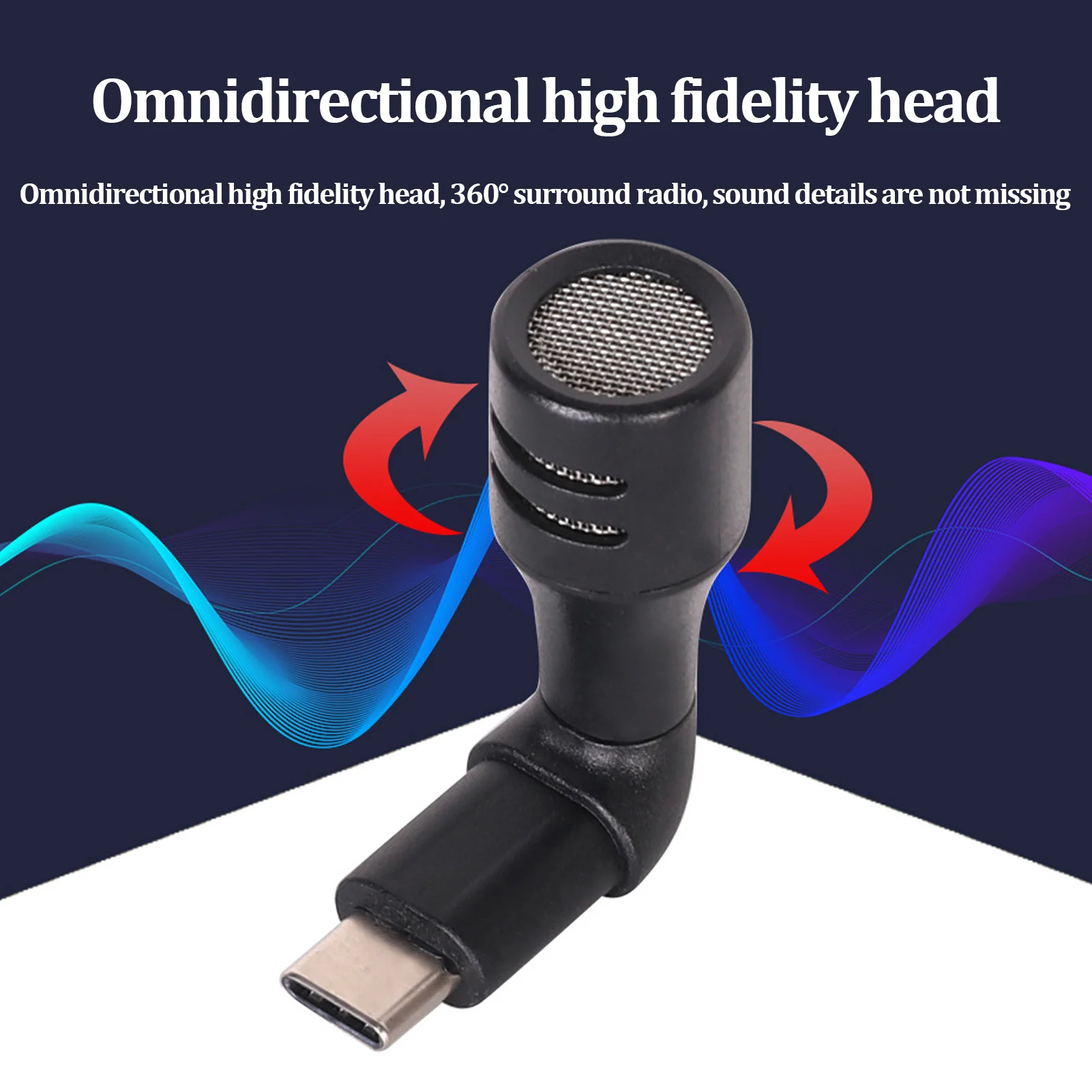Mini Plug and Play USB C Mic Omnidirectional Smartphone Video Mini Microphone High Fidelity High Dynamics for Video Conference