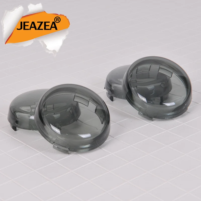 JEAZEA Turn Signal Light Lens Cover Motorcycle Smoke Indicator For Harley Kawasaki Vulcan 2000 1600 Classic Honda Cruisers