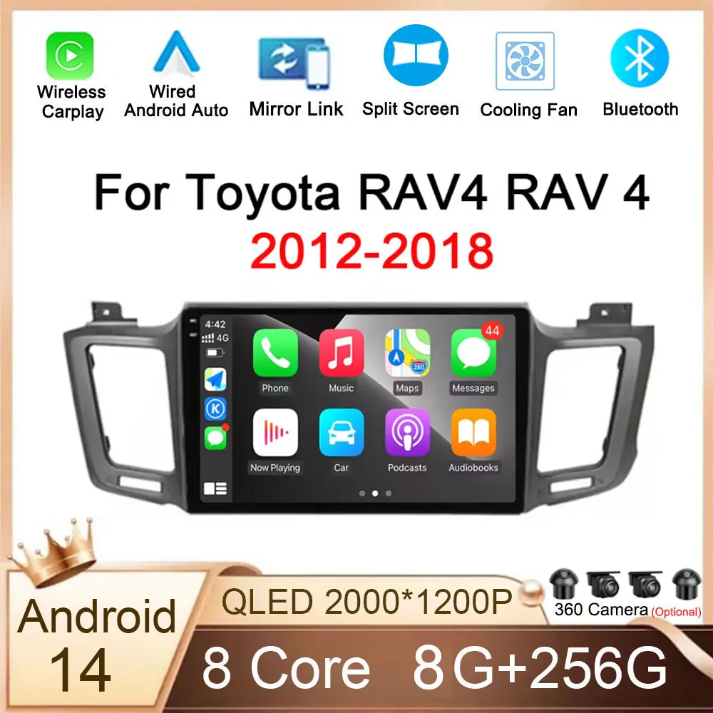 

For Toyota RAV4 RAV 4 XA40 5 XA50 2012-2018 Android 14 Auto Radio Carplay 4G WIFI Car Multimedia GPS Navigation NO 2Din DVD