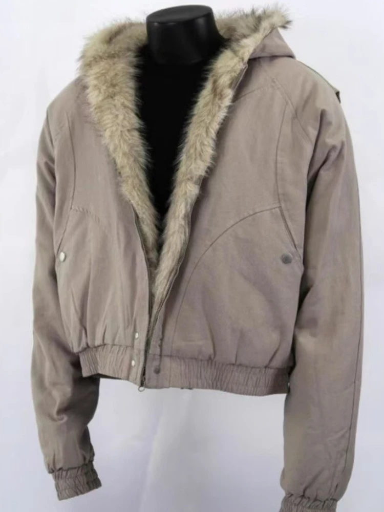 

2025 men's Winter Thickened Fur Collar Warm Jacket Zipper Hoodie vintage coats Fashion Casual Loose Harajuku Jacket Tops new