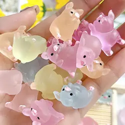 Random Color Pattern Cute Luminous Piglet Handmade Diy Resin Jewelry Mini Garden Micro Landscape Tabletop Decoration