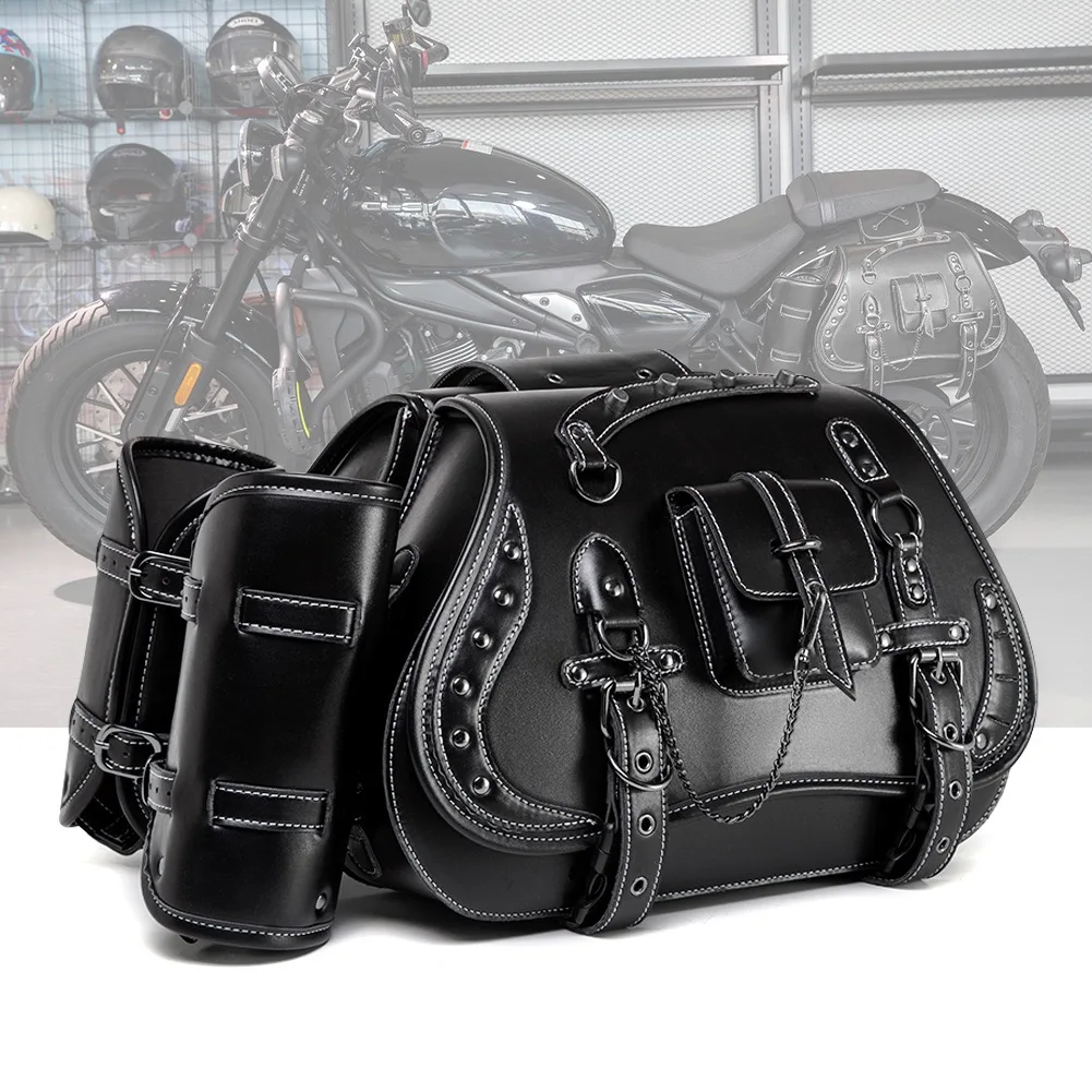 2pcs Universal Motorcycle Saddlebags - Durable & Stylish, Large Capacity Hanging Bags - Universal Motorcycle Accessories-Black
