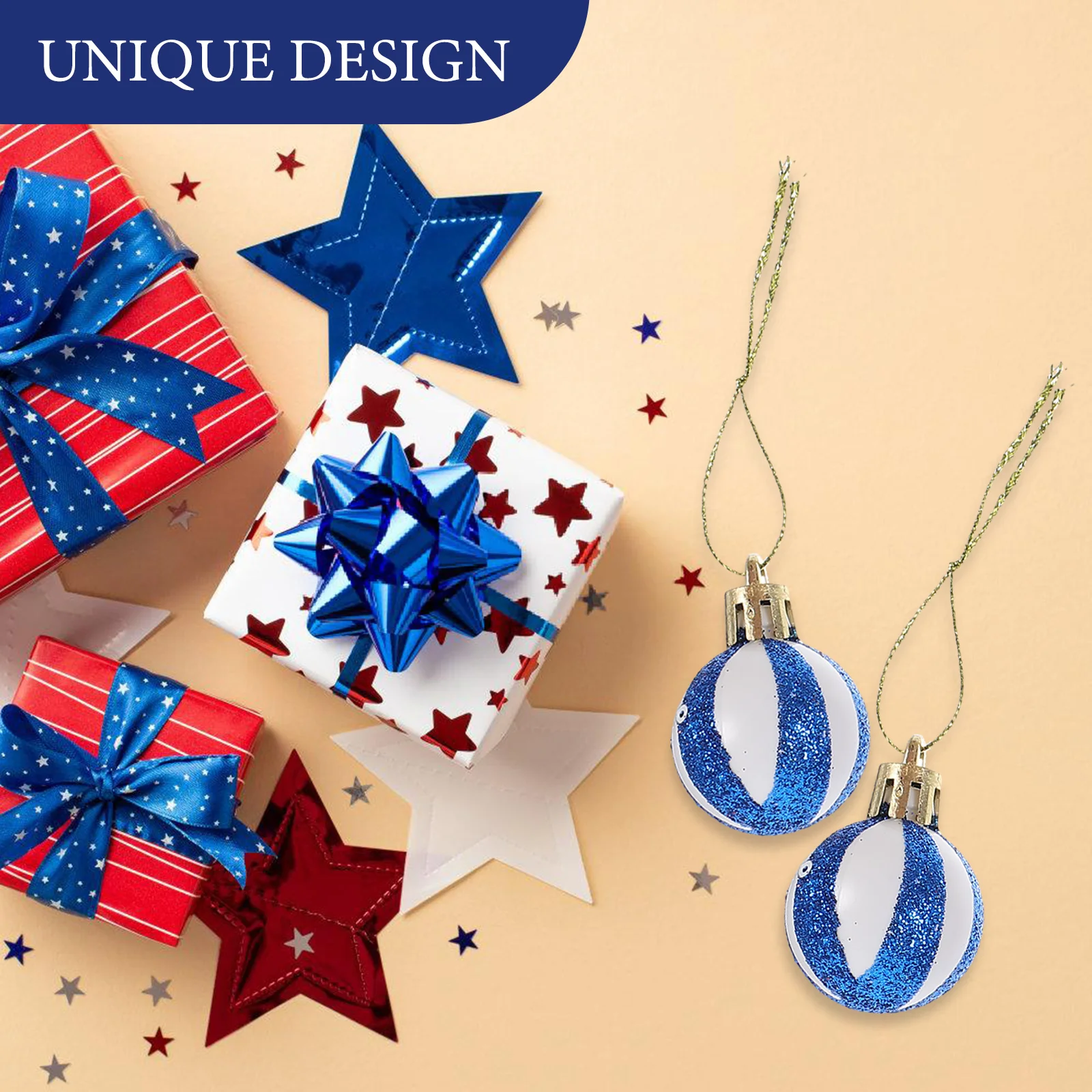 

54Pcs Independence Day Hanging Balls Colorful Plastic Pendants Decorative Patriotic Party Hanging Ornaments for Trees Patios