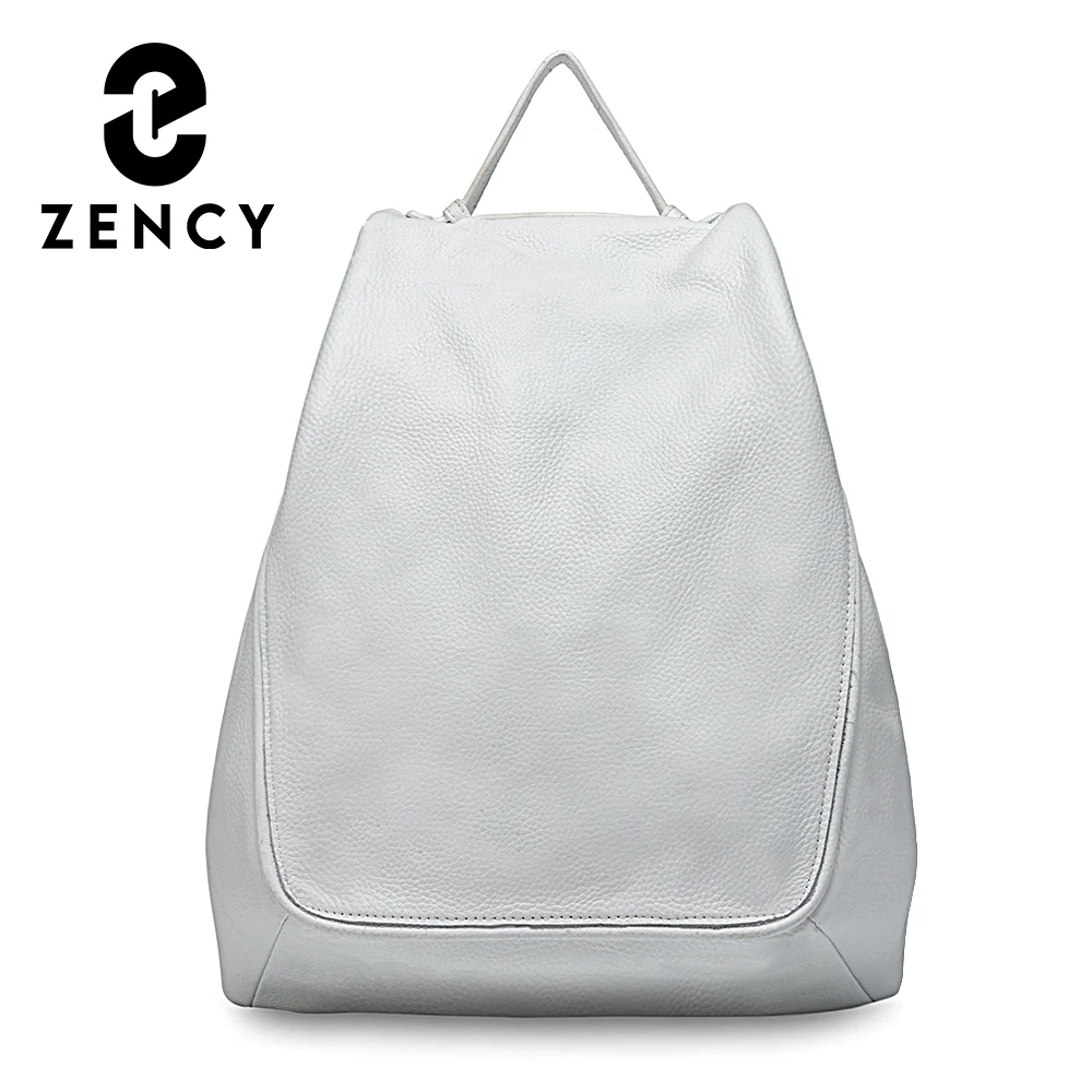 Zency Large Capacity Women Backpack 100% Genuine Leather Female Travel Bag Schoolbag For Girls Fashion Knapsack White Rucksack