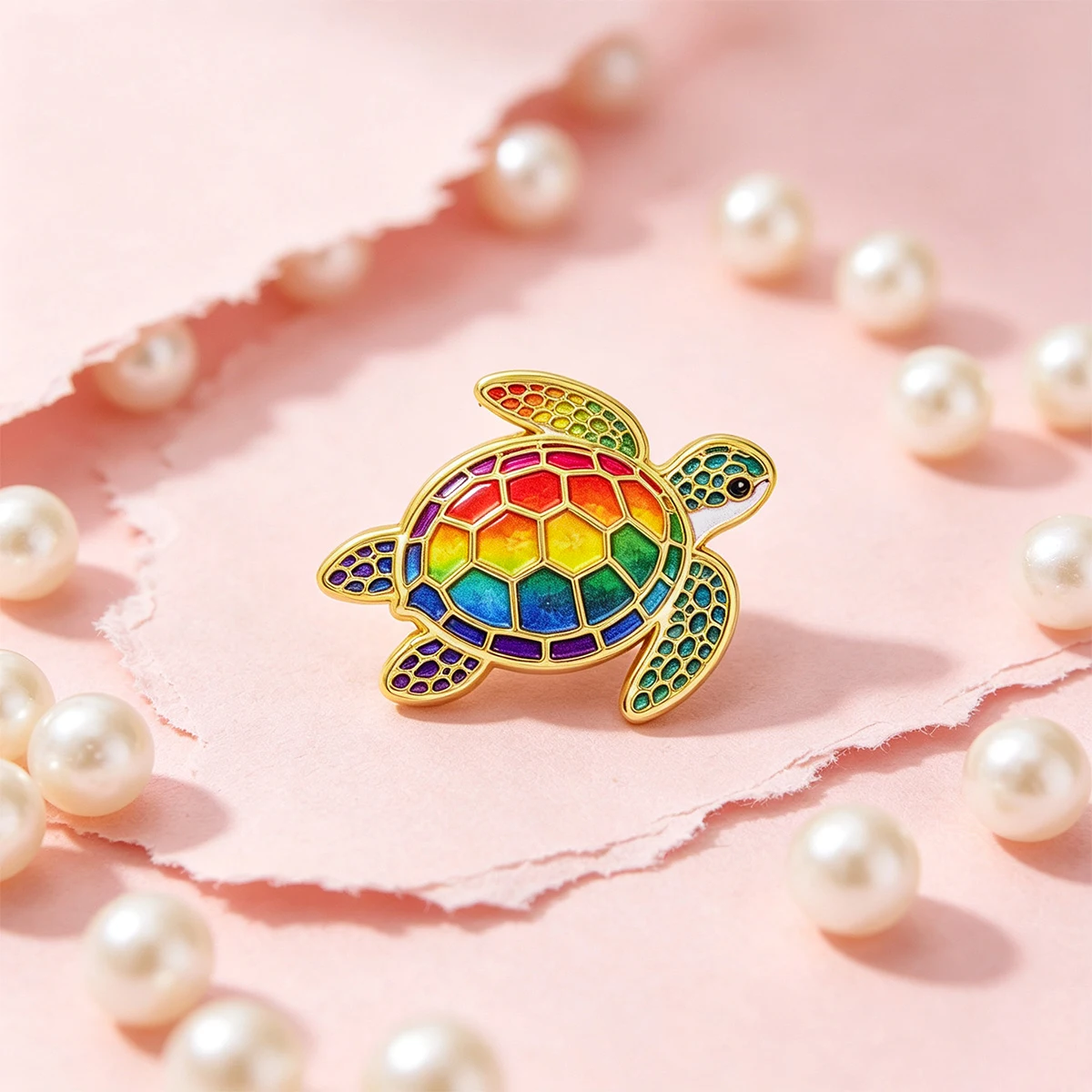 8 Stück/Set Blumen-Schildkröten-Emaille-Anstecknadeln, niedliche Meerestier-Broschen, Anstecknadeln, Abzeichen für Rucksack, Kostümzubehör, Schmuck, Geschenke – Detail 3