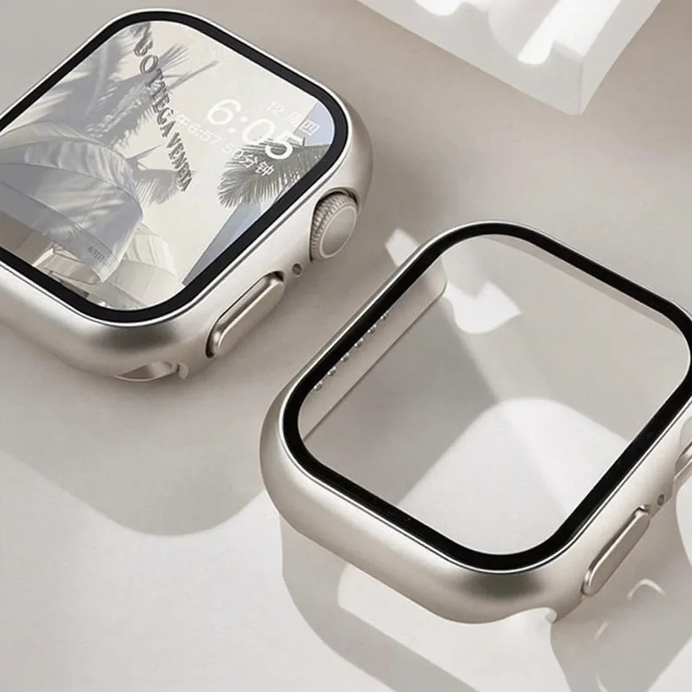 Vidro temperado + capa acessórios para apple watch 45mm 41mm 44mm 40mm 42mm protetor de tela apple watch case serie 9 4 5 6 se 7 8
