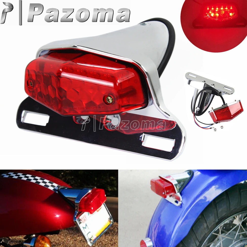 12V E4 Mark Universal Motorcycle 19PCS LED Taillight Aluminum Motorbike Brake Tail Light Moto Rear Lights w/License Plate Holder