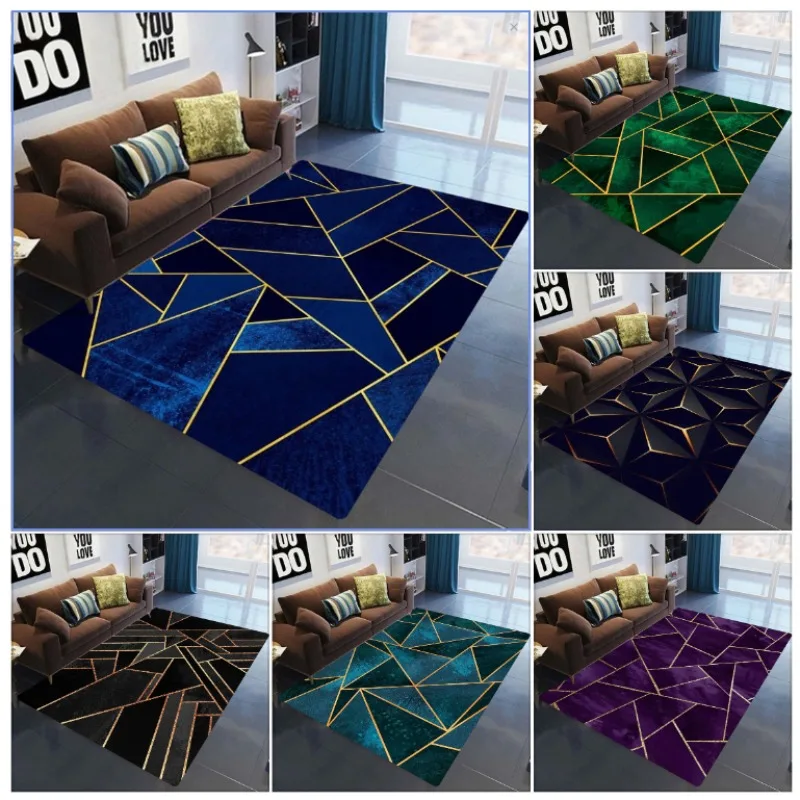 

Advanced Modern Geometric Carpet Mat Rug Gold Line Abstract Pattern Non-Slip Floor Mat for Living Room Bedroom Home Decoration