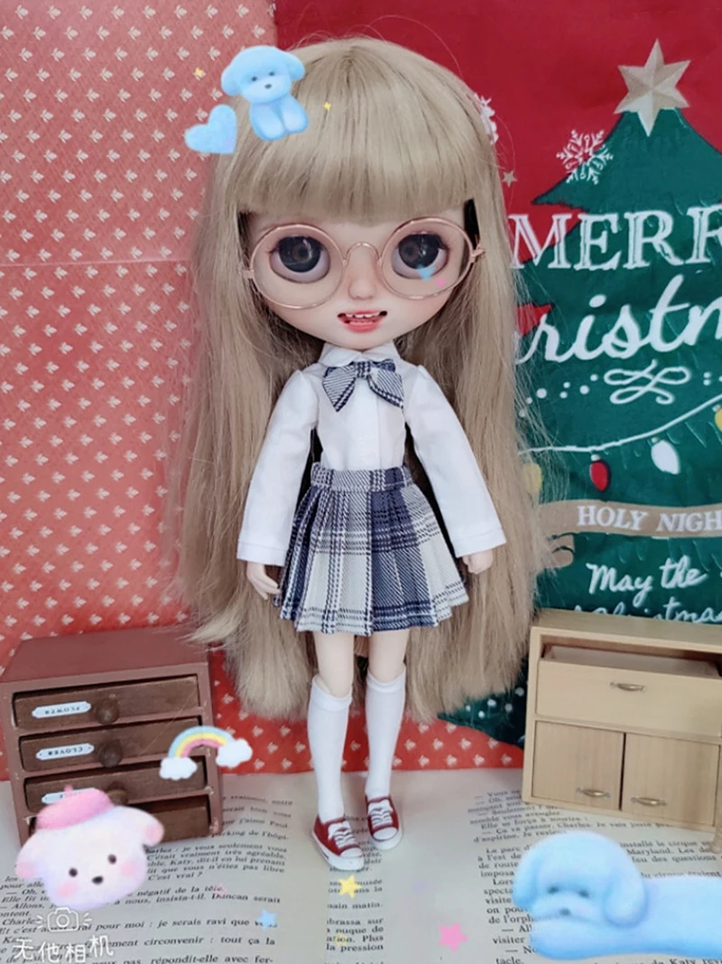 Blyth Doll Skirt Barbies Dress Doll Blyth Doll Student Clothes Shirt Denim skirt For Ymy Licca Azones Ob24 Ob27 Fr Doll