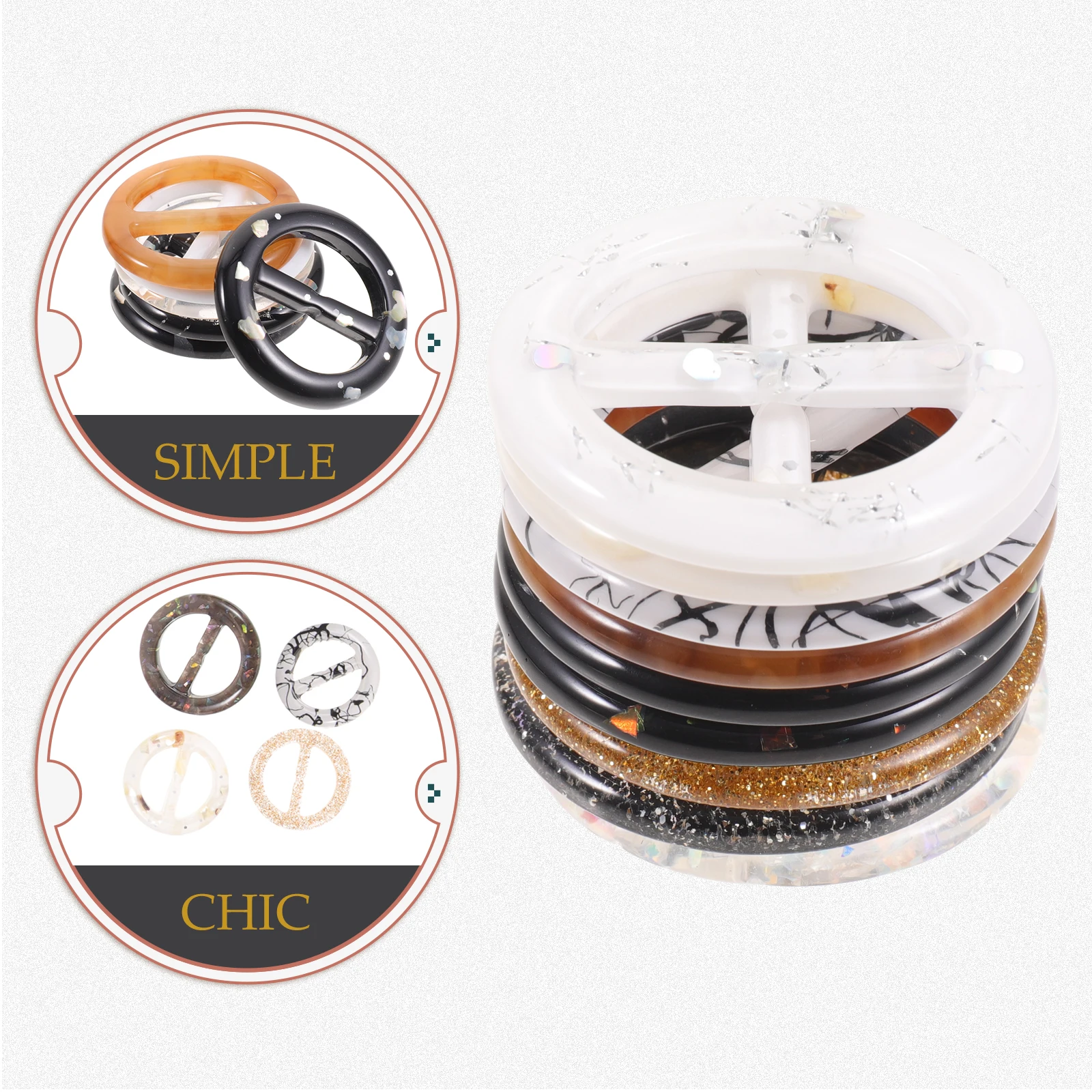 

34pcs Waist Buckle Sun Rings For Women Shirt Clip Resin Round Buckle Clasp Clothing Rivet Accessories Gift Daily Wear Party