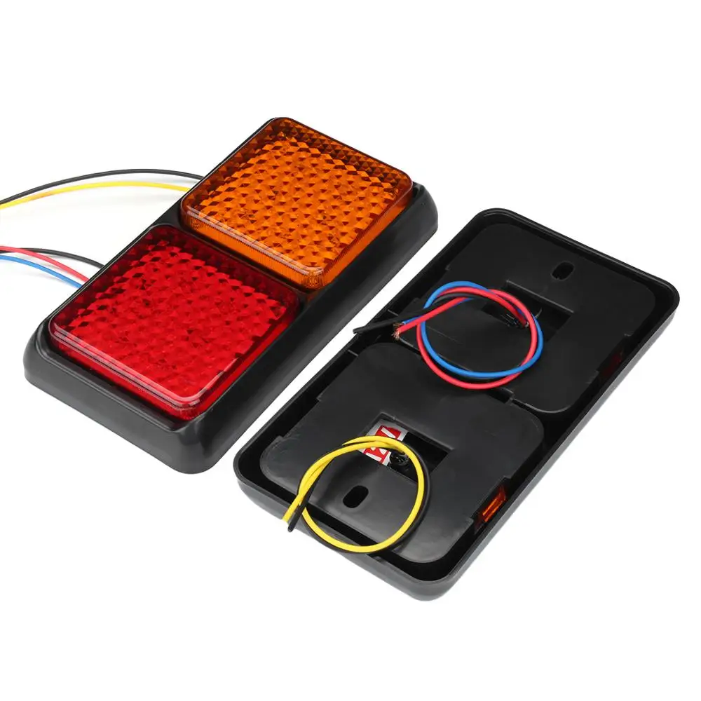 2Pcs 12V 72LEDs Tail Lights Red Yellow Brake Turn Signal Lamp for Trailer Truck Caravan waterproof dustproof