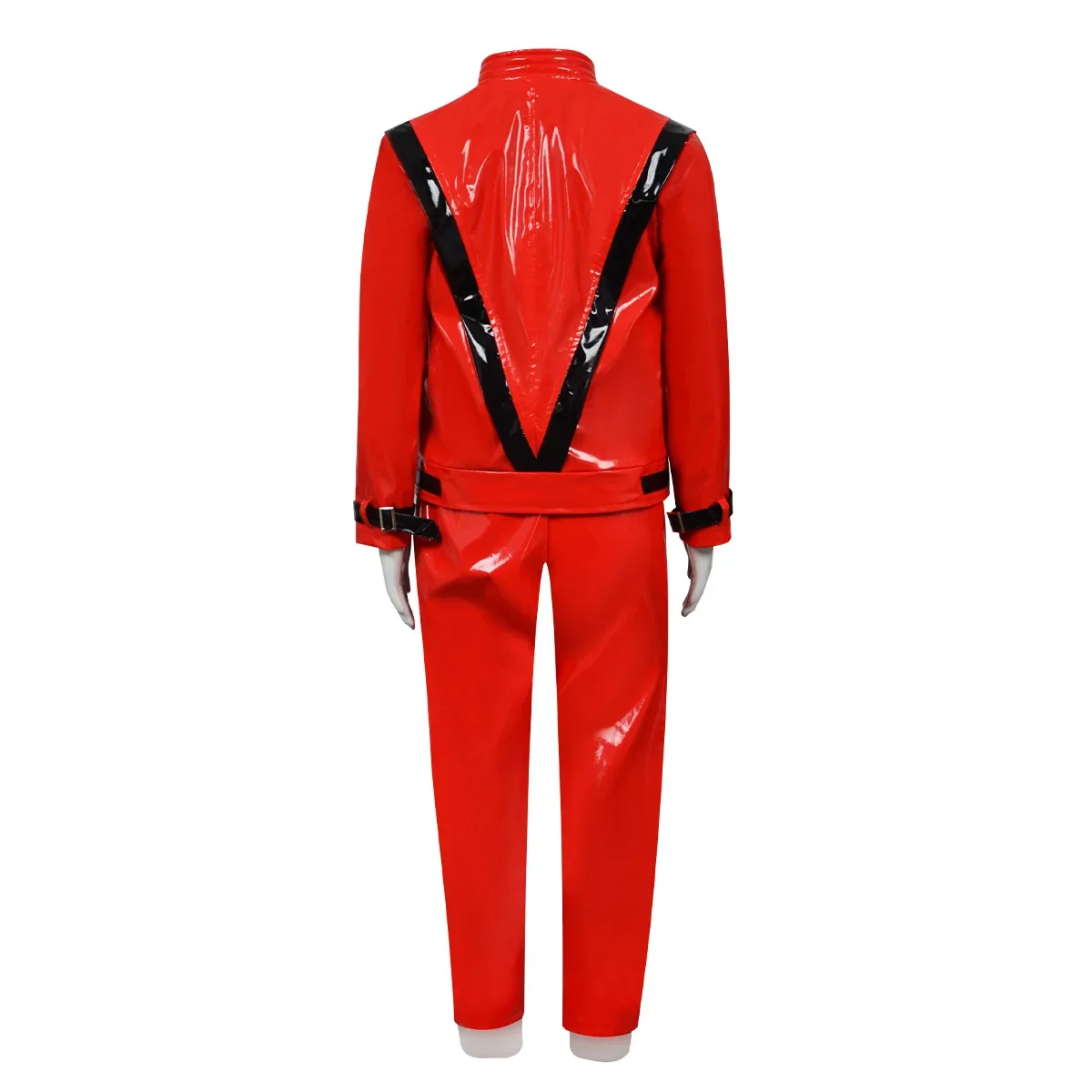 MJ Michael Jackson Thriller Kinderkostüm, rote und schwarze Lederjacke und -hose, Halloween-Bühnen-Cosplay-Outfit für Jungen – Detail 6