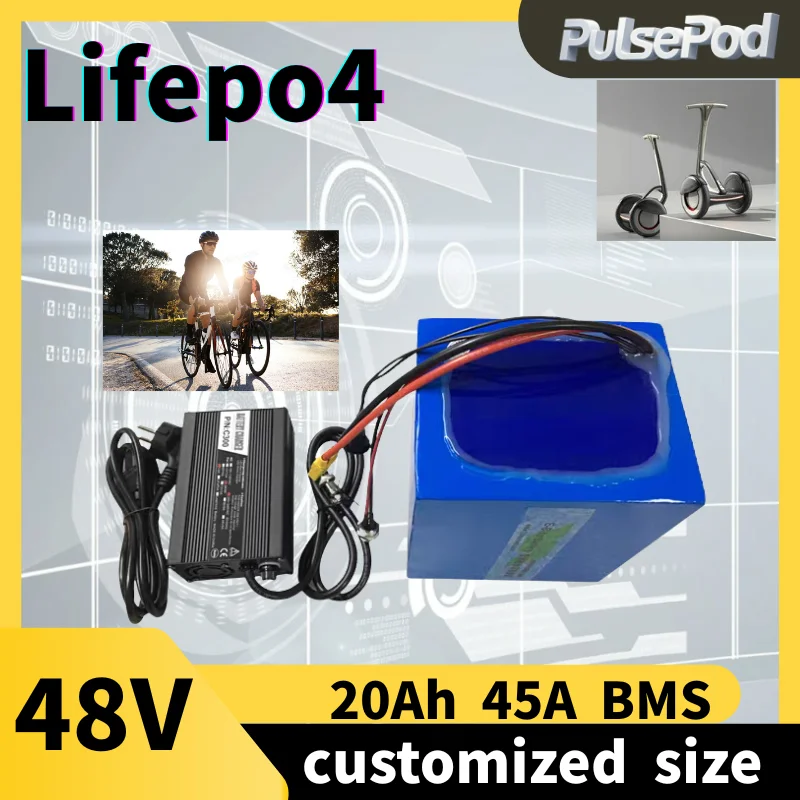 

Перезаряжаемый литиевый аккумулятор lifepo4 51,2 В, 48 В, 20 А, 45 А, BMS, 16S для электрического скутера 1500 Вт, 2000 Вт, велосипедного двигателя + зарядное устройство 5 А bySh