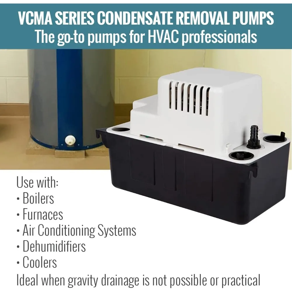 554425 VCMA-20ULS 80 GPH 1/30 HP Automatic Condensate Pump with Safety Switch for HVAC, Dehumidifier, Furnace Air Conditioner