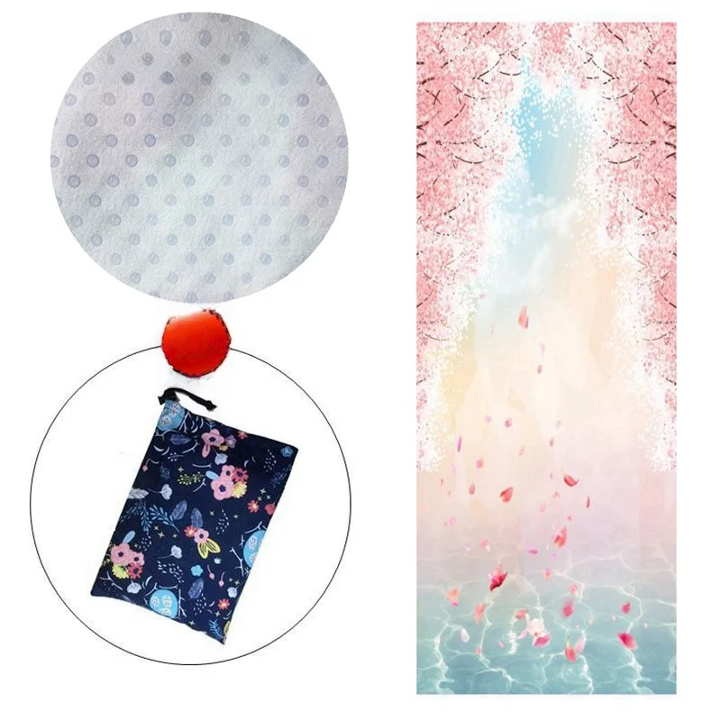 Thiened Silicone Yoga Mat Anti-Slip Fitn Yoga Pad Extended Absorbent Towel Mat Non-Slip Exercise Beach Home Use