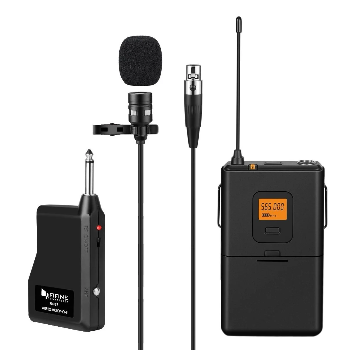 Top! 20-Channel UHF Wireless Lavalier Lapel Microphone System with Bodypack Transmitter, Mini Lapel Mic & Portable Receiver