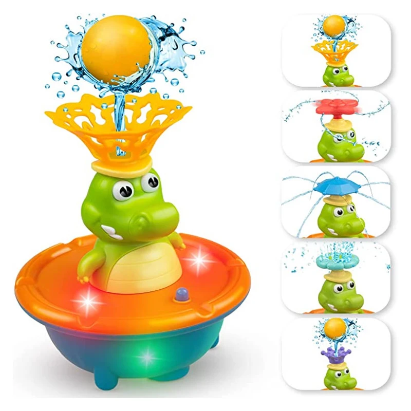 

Bath Toys For Toddlers - Light Up Crocodile Fountain With 4 Spray Modes, ABS Plastic Bath Toy For Bathroom & Swimming Pool