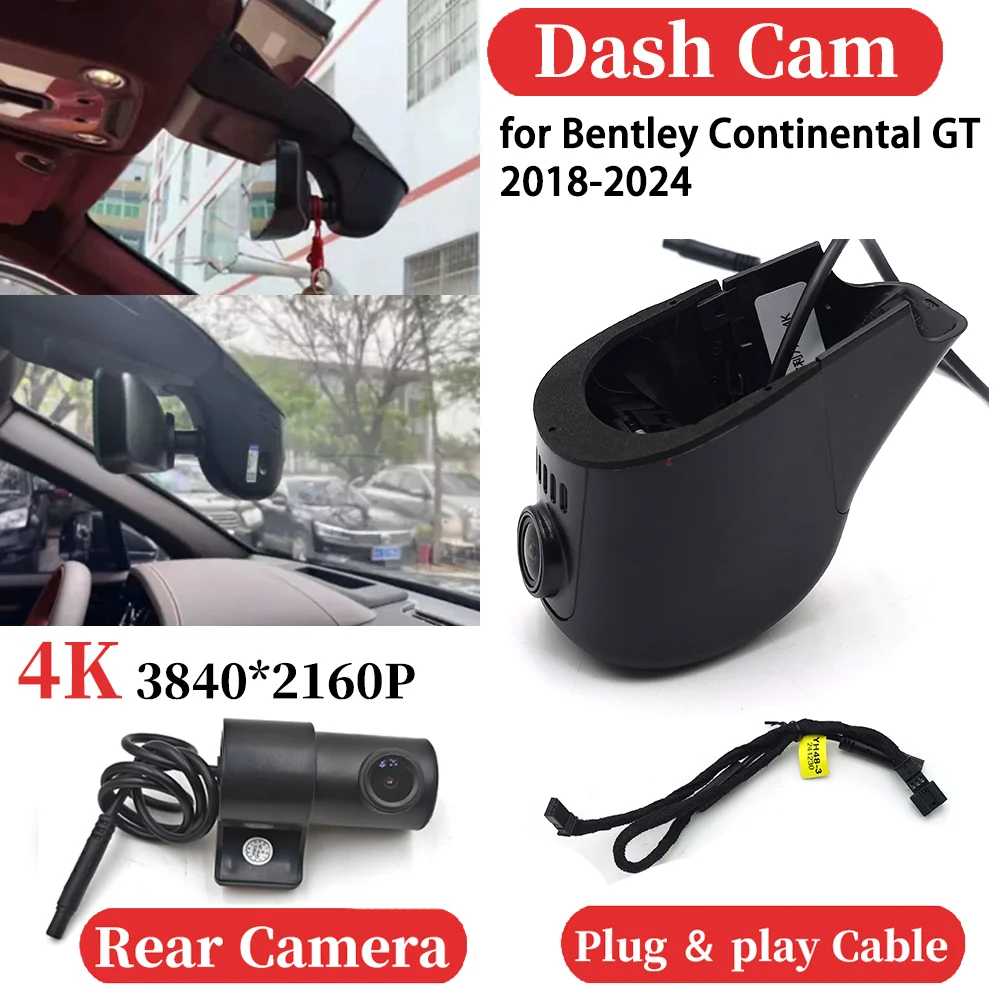 

ZJCGO for Bentley Continental GT 2018-2024 OEM Car Front＆Rear 4K Video Recorder DVR Dash Cam Dashboard Camera Plug and play